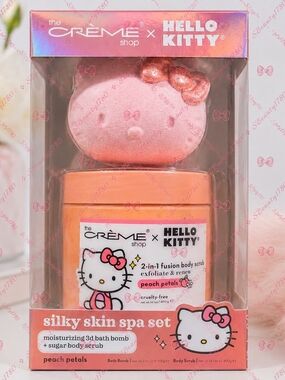the Crème Shop x Hello Kitty Silky Skin Spa Set – Peach Petals (Pink/Peach)